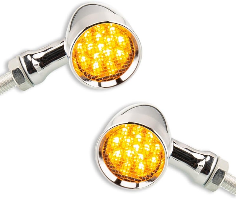 TSUNG Bullet LED Turn Signal Light Motorcycle Front Rear Indicator Small Blinker Universal for Cruiser Chopper Bobber Cafe Racer Street Bike (A-Chrome-Amber) - Image 5